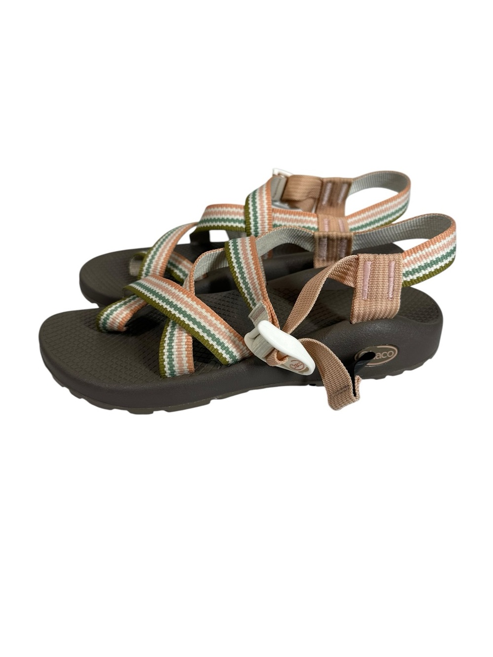 Chaco Z1 Women's Strappy Sandals in Apricot, Cream & Green - Picture 3 of 6